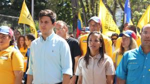 Marialbert Barrios, Venezolanerin und Abgeordnete des Parlasur, bei einer Demonstration in Montevideo