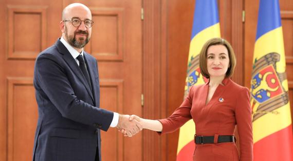 Moldovan President Maia Sandu meets European Council President Charles Michel in Chisinau 